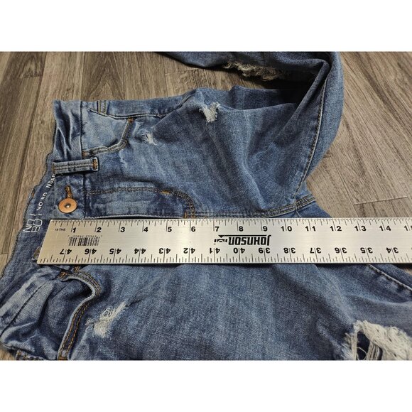 (3/$35) No Boundaries Jeans Womens 5 Blue Distressed Ripped Skinny Stretch Denim - Picture 10 of 11